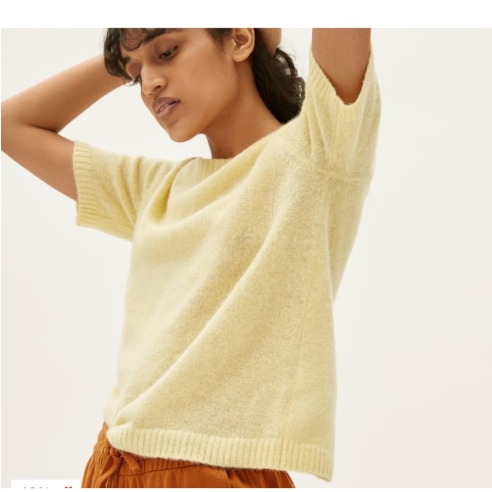 Everlane butter yellow alpaca short sleeve sweater
